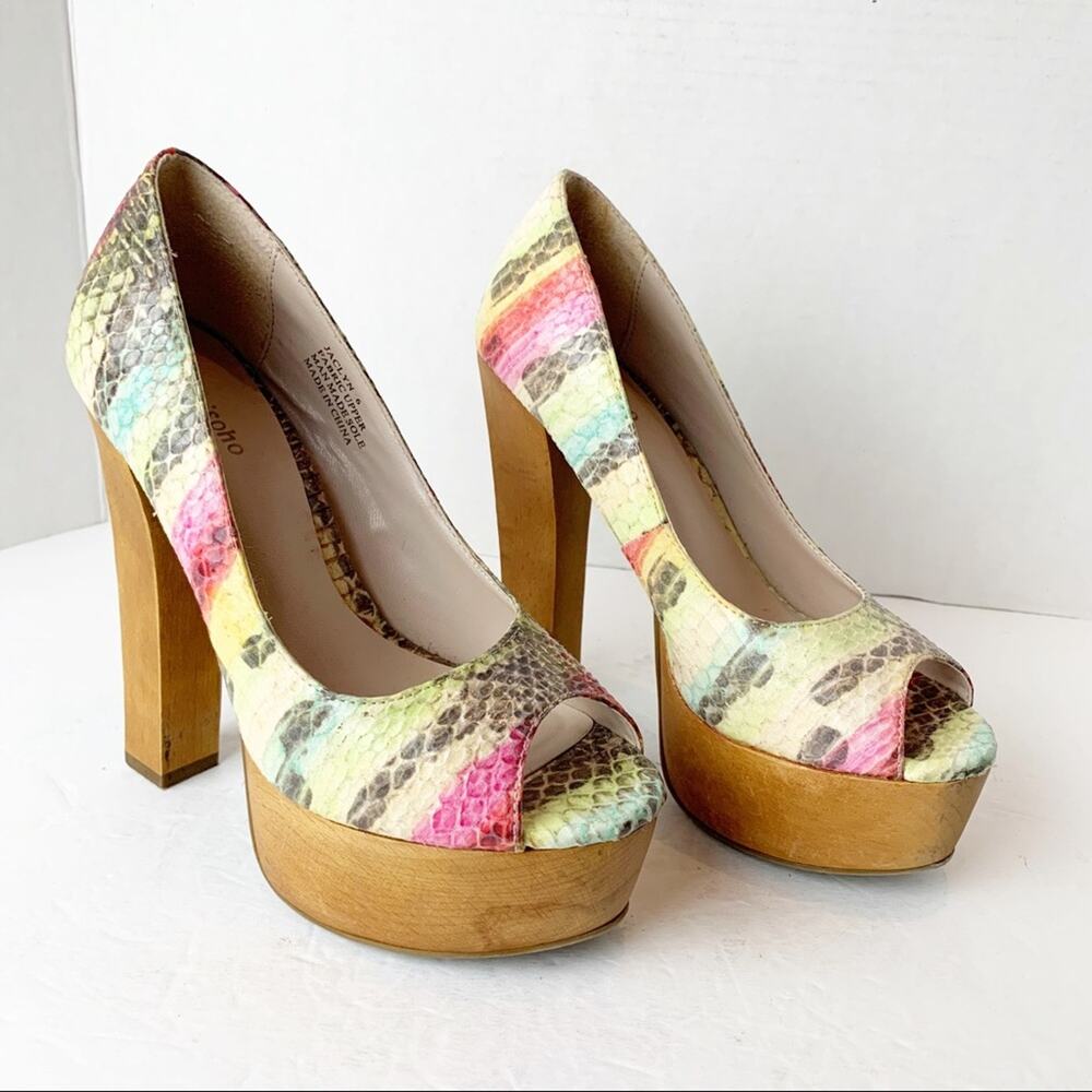 SZ 6 Zigi soho Jaclyn Multicolor Peep Toe Platform